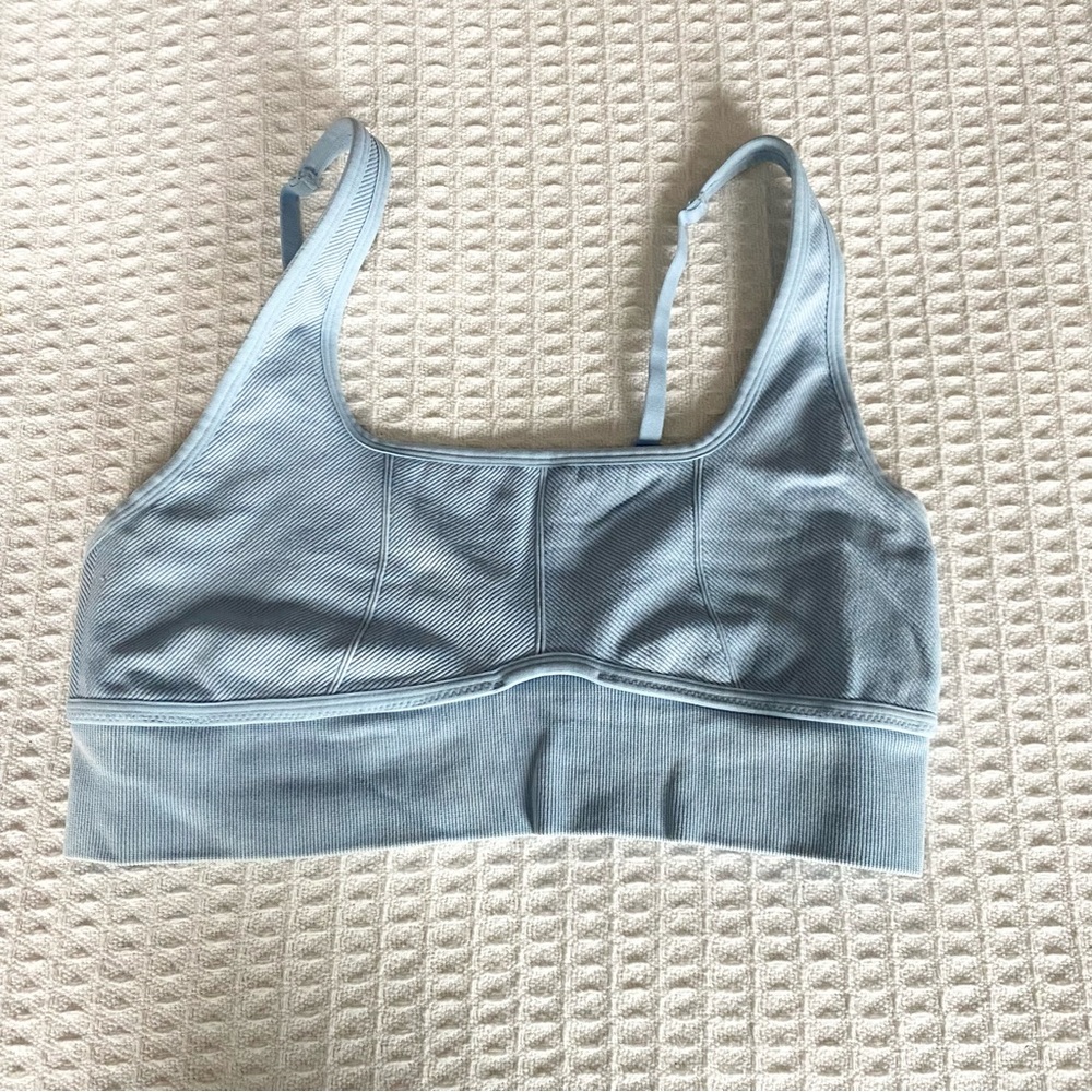 Yogalicious stonewash rib textured mystic muse light blue seamless Sports Bra XL